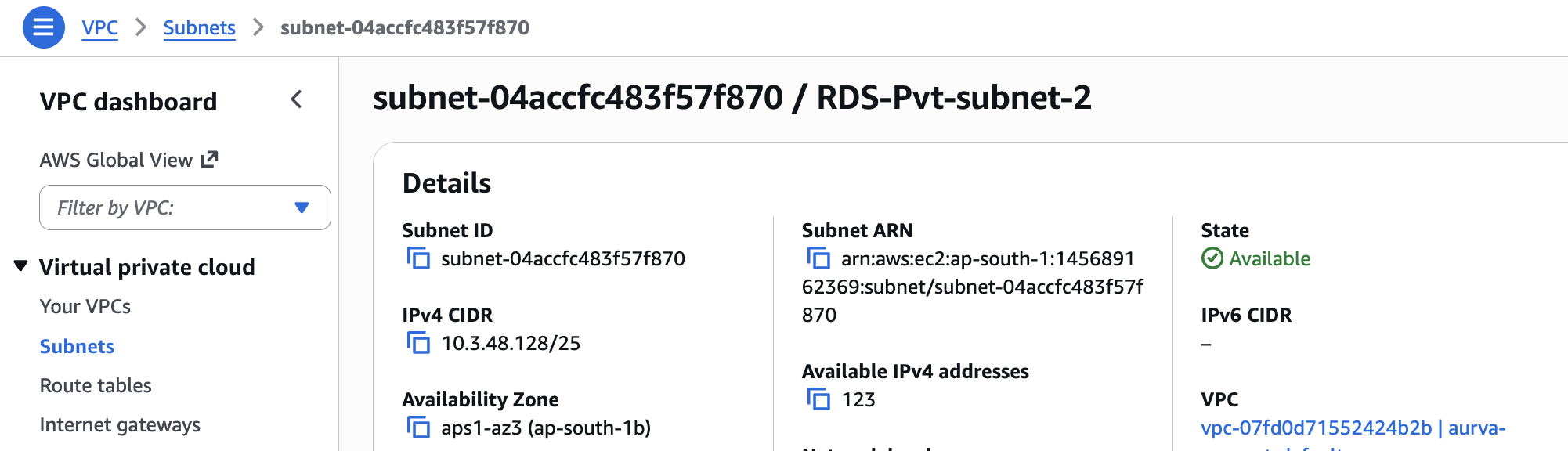 Subnet capacity check